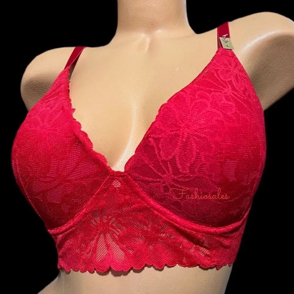 Victoria’s Secret PINK Push-up Padded Lace bralette bra Red